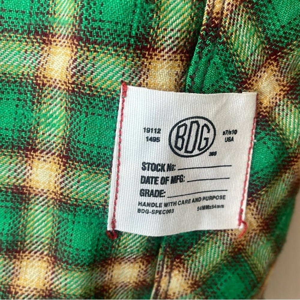 BDG / Urban Outfitters Brixton Distressed Flannel Shirt Green Size Small - Picture 6 of 12